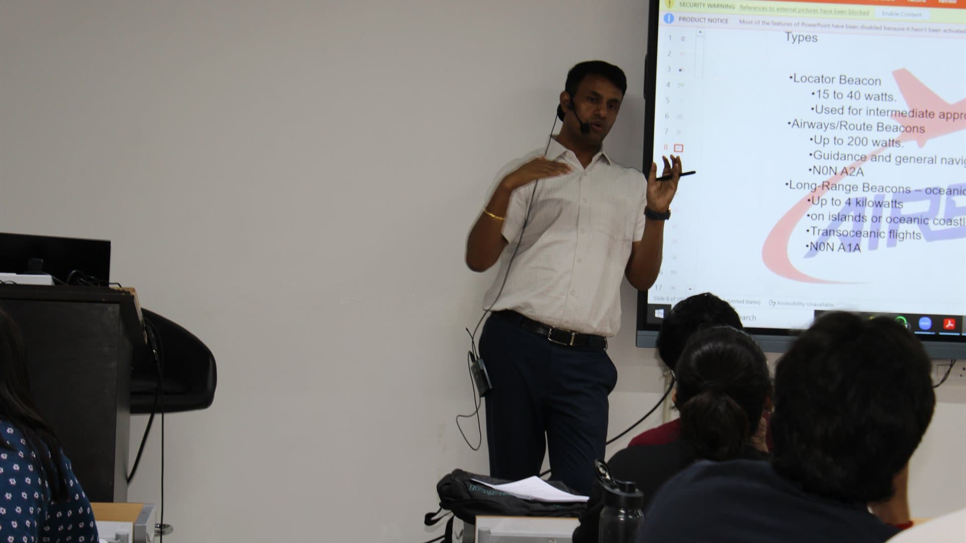 Airborne Aviation instructor teaching a class